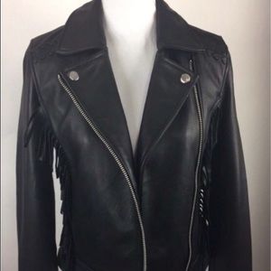Amaryllis Fringed Supple Leather Moto Jacket
